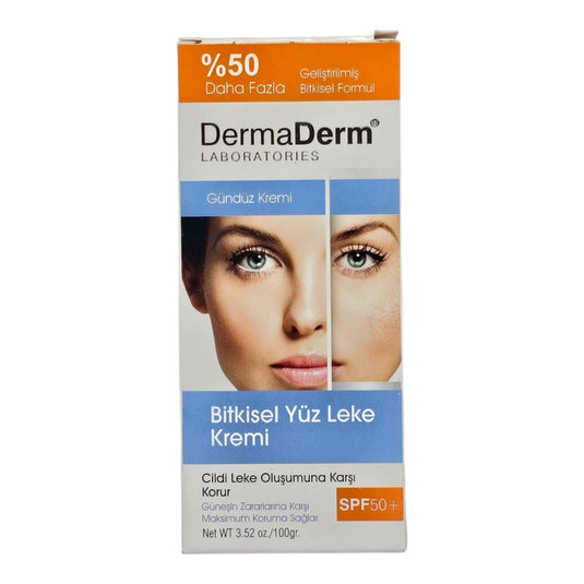 DermaDerm SPF50+ – Изсветляващ дневен крем против петна 100 г