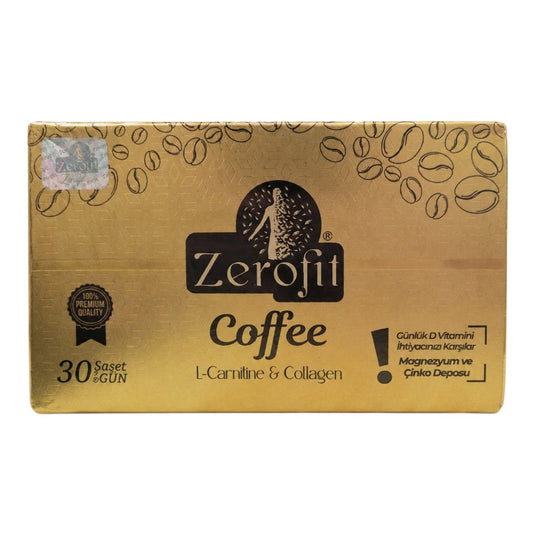 Zerofit Coffee за контрол на теглото, енергия и красота – с L-карнитин и колаген, 30 сашета