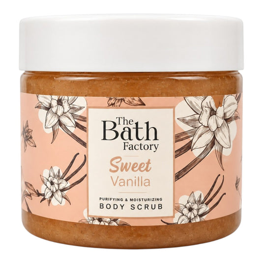 The Bath Factory Sweet Vanilla – Почистващ и хидратиращ скраб за тяло с ванилия – 300 г